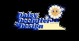 Daisy Dachshund Design logo featuring blue text with an illustrated smiling daisy flower character